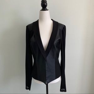 Material Girl Faux Leather Illusion Sleeve Blazer